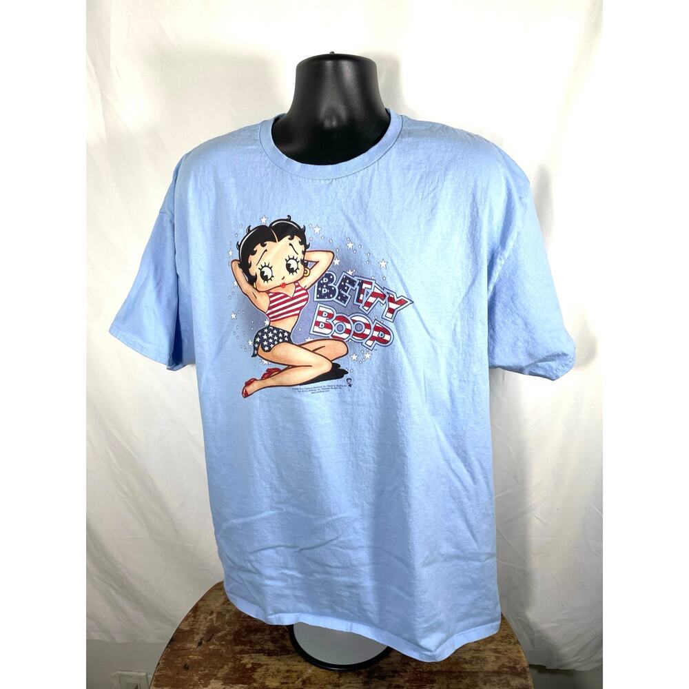 Betty Boop Patriotic Graphic T Shirt Blue 2XL